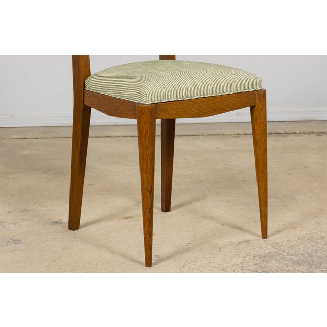 Set of Six French Art Deco Dining Chairs, Oak & Chenille, 1930s For Sale - Image 10 of 18