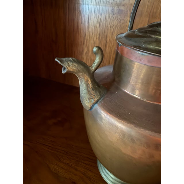 Farmhouse Antique Copper and Brass Ewer With Quail Spout For Sale - Image 3 of 8