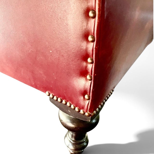 Burgundy George Smith Aspinall Leather Chaise For Sale - Image 8 of 9