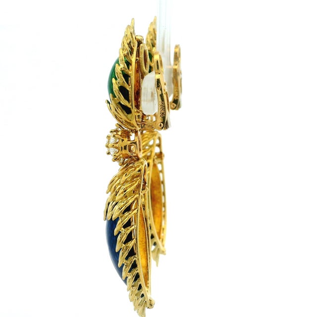 1970s Spritzer & Fuhrmann French Guilloché Enamel Diamond Earrings, Pair For Sale - Image 4 of 14