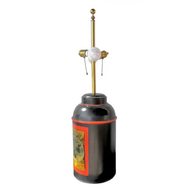 Vintage Tole Tea Cannister Lamp For Sale - Image 4 of 8