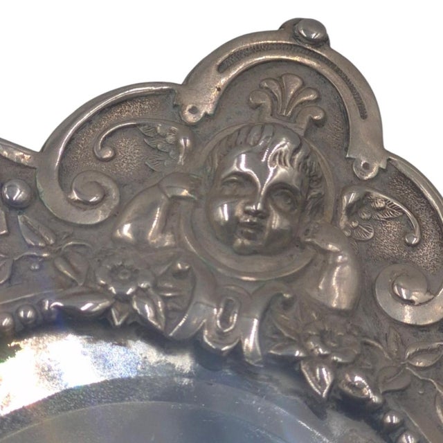 Silver Antique Continental 800 Silver Repoussé Cherub Double-Sided Hand Mirror, 11" For Sale - Image 8 of 11