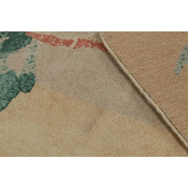 Textile Rug & Kilim’s Chinese Art Deco Style Fragment Rug in Beige With Floral Patterns For Sale - Image 7 of 7