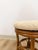 Wood Vintage Rattan Swivel Stool Beige Upholstered Coastal Boho Ottoman For Sale - Image 7 of 7