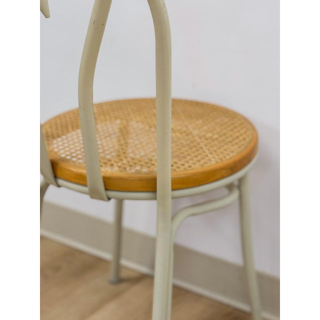 White White Metal "Bentwood" Cane Seat Accent Chair Vintage MCM Coastal Boho For Sale - Image 8 of 10