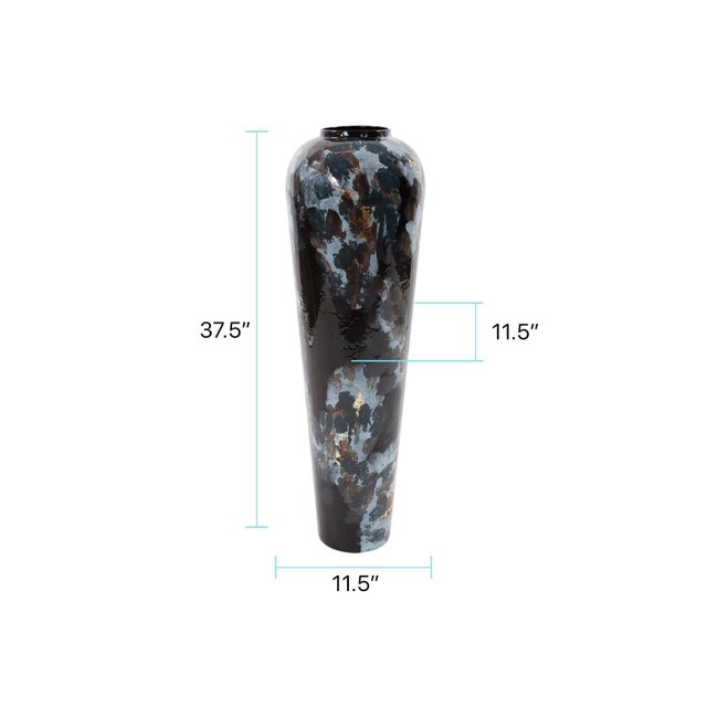 Blue Oceanique Iron Torpedo Vase- Tall For Sale - Image 8 of 10