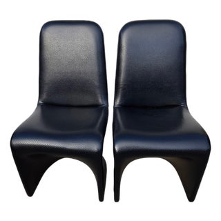 Vintage Mid Century Faux Snakeskin Cantilever S Side Chairs Panton 1-2-3 Style For Sale