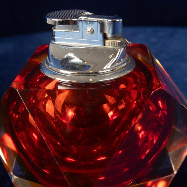 Red Faceted Murano Sommerso Glass Table Lighter by Alessandro Mandruzzato, 1970 For Sale - Image 8 of 18