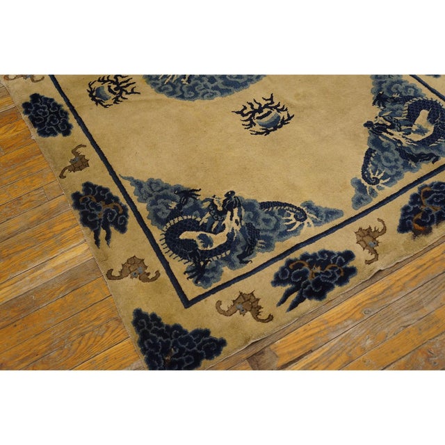 1930s 1930s Beige Field Traditional Dragon Antique Chinese Baotou Small Rug For Sale - Image 5 of 9