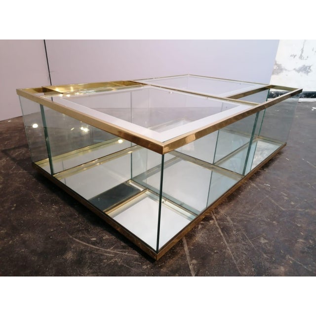 Vintage Italian Crystal Coffee Table with Brass Details For Sale - Image 6 of 11