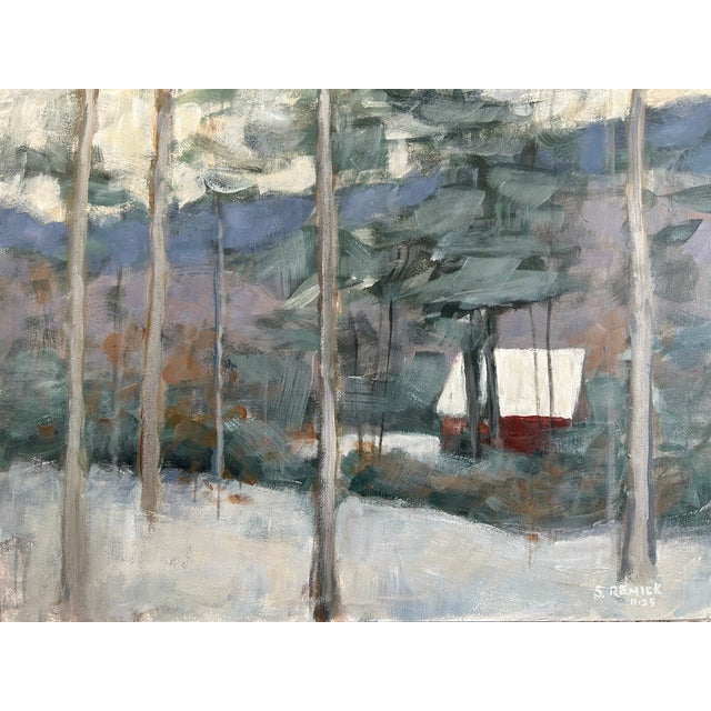 A snow-scape in the heart of Vermont. Loose brushwork and a limited palette add to the changing of the season, fall to...