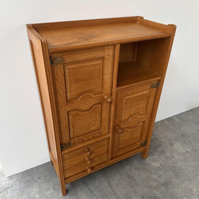 Wood Oak Cabinet by Guillerme et Chambron for Votre Maison, France, 1960s For Sale - Image 7 of 12