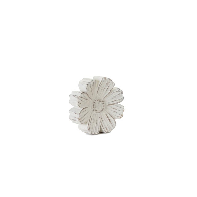 2020s White Washed Stone Flower Decor (Set of 3) For Sale - Image 5 of 6