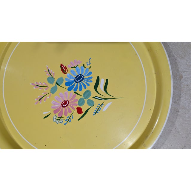 Mid-Century Modern Vintage Hand Painted Toleware Tray Mid Century Modern For Sale - Image 3 of 8