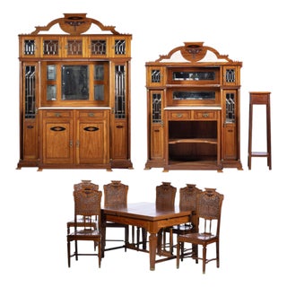 Art Nouveau Dining Room Furniture, 1920s, Set of 10 For Sale