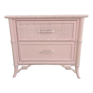 Late 20th Century Stanley Furniture Pink Faux Bamboo Style Nightstand For Sale