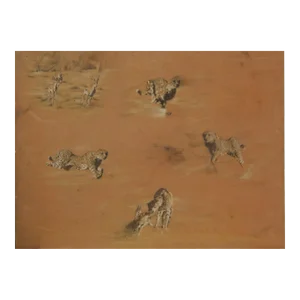The Chase (Cheetahs), Jean Ettner Pastel on Velvet, Signed L.r.