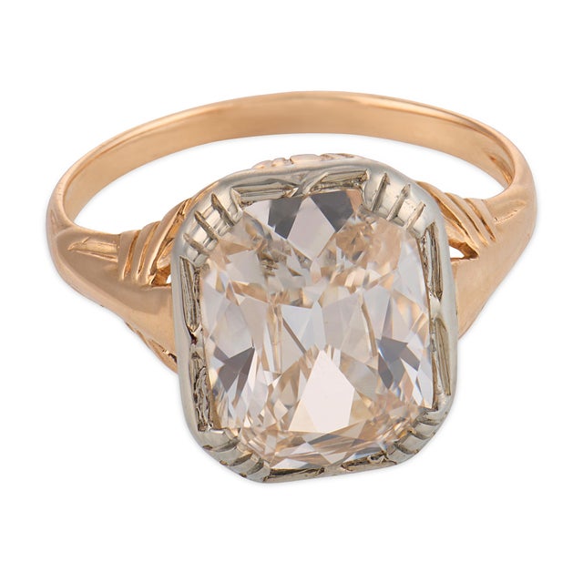 Victorian 1900-1909 Victorian Gia 2.76 Carat Old Mine Cut Diamond 14k Rose Gold Engagement Ring, Size 4.5 For Sale - Image 3 of 6