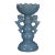 Vintage Chinese Sky Blue Ru Style Lotus Candlestick, Double Dragon Handle Ceramic Candle Holder For Sale