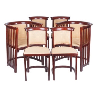 Chairs and Armchairs by Josef Hoffmann for Jacob and Josef Kohn, Vienna, Austria, 1890s, Set of 6 For Sale