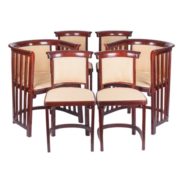 Chairs and Armchairs by Josef Hoffmann for Jacob and Josef Kohn, Vienna, Austria, 1890s, Set of 6 For Sale