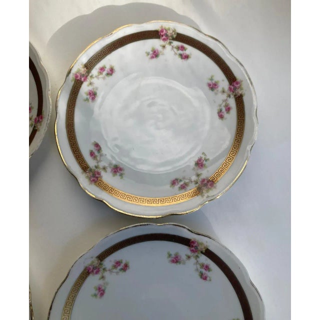 Circa 1900 Set of 4 M. Z. Austria Hand Painted Rose & Gold Key Small Plates For Sale - Image 4 of 13