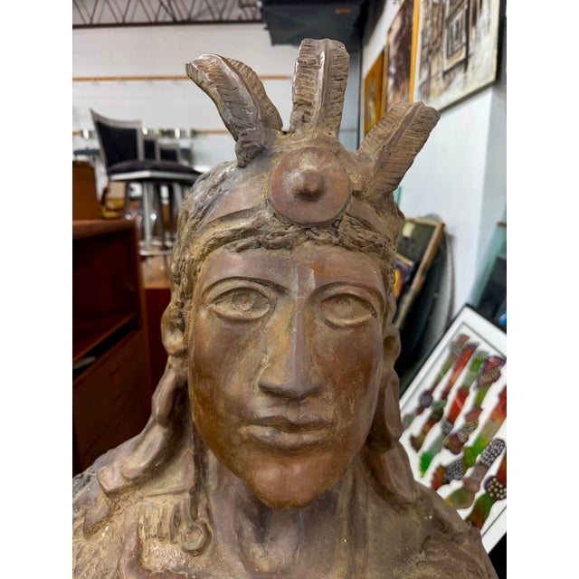 Beautiful Bronze Bust of Meso-American Figure For Sale In New York - Image 6 of 12
