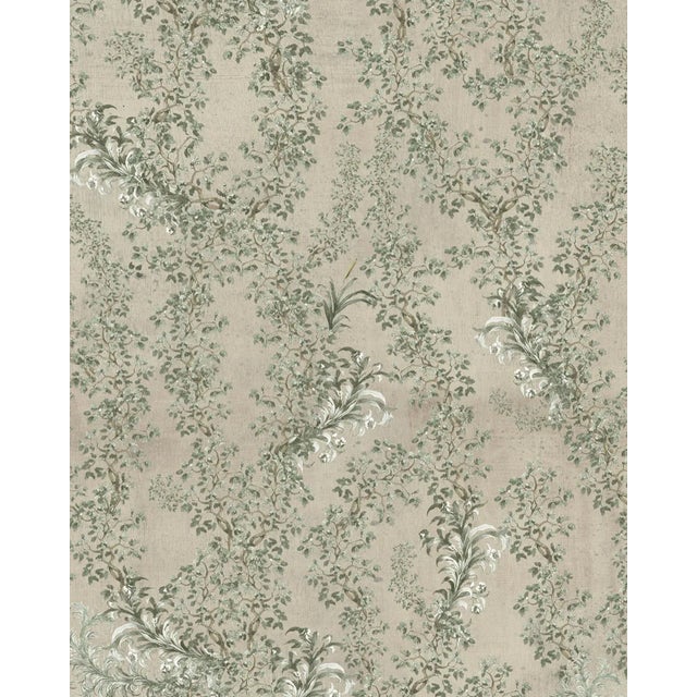 A soft foliage composition with distinctive hand painted ivy branches climbing on the wall. A neutral style wallpaper...