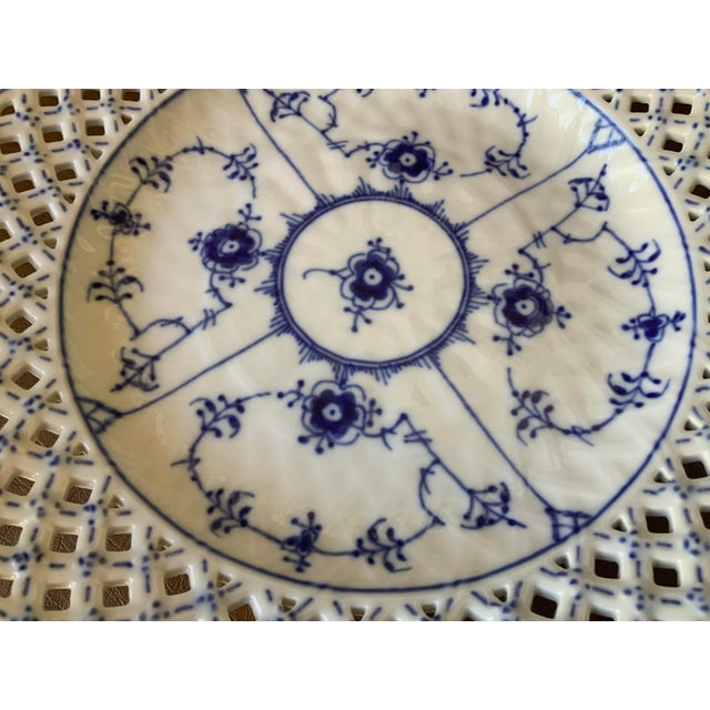 Royal Copenhagan 1970s Royal Copenhagen Blue Fluted Full Lace Plate 1098 For Sale - Image 4 of 8