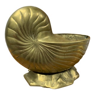 1970s Brass Nautilus Shell Cachepot For Sale