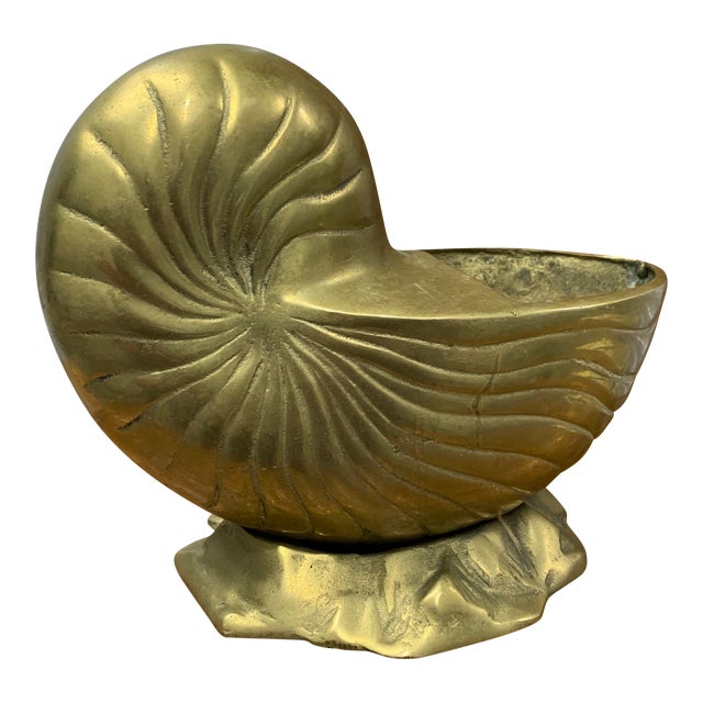 1970s Brass Nautilus Shell Cachepot For Sale