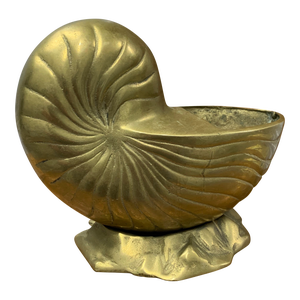 1970s Brass Nautilus Shell Cachepot