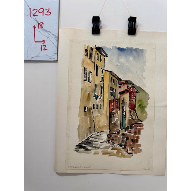 Paper Henry Emil Salloch Original Watercolor on Paper Gromignana, 1970. For Sale - Image 7 of 7