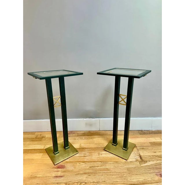 Italian Brass and Bronze Pedestals, 1980, Set of 2 For Sale - Image 4 of 18