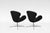 Fritz Hansen Vintage Swivel Swan Chairs in Black Leather by Arne Jacobsen for Fritz Hansen, 1950s, Set of 2 For Sale - Image 4 of 7