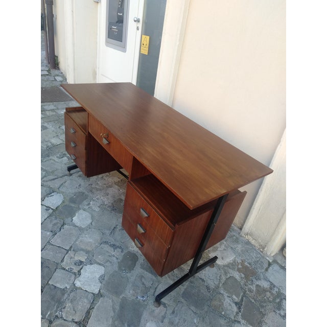 Brown Swedish Teak Desk, 1950s For Sale - Image 8 of 18