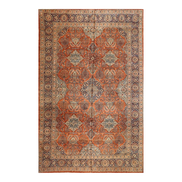 1950s Old Persian Qazvin Area Rug 12x19 For Sale