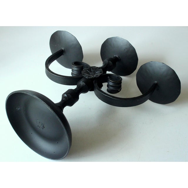 Metal Wrought Iron Candle Holder 3 Arms by Heibi - Vintage For Sale - Image 7 of 8