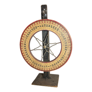 Vintage Tabletop Carnival Wheel of Fortune With Wooden Stand