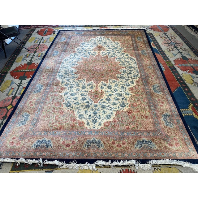 1980s Traditional Handmade Silk Persian Rug | 7’8”x11’6” For Sale In Los Angeles - Image 6 of 10