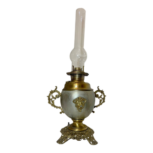 Antique Ornate 1800's Converted Art Nouveau Brass Glass Oil Table Parlor Lamp