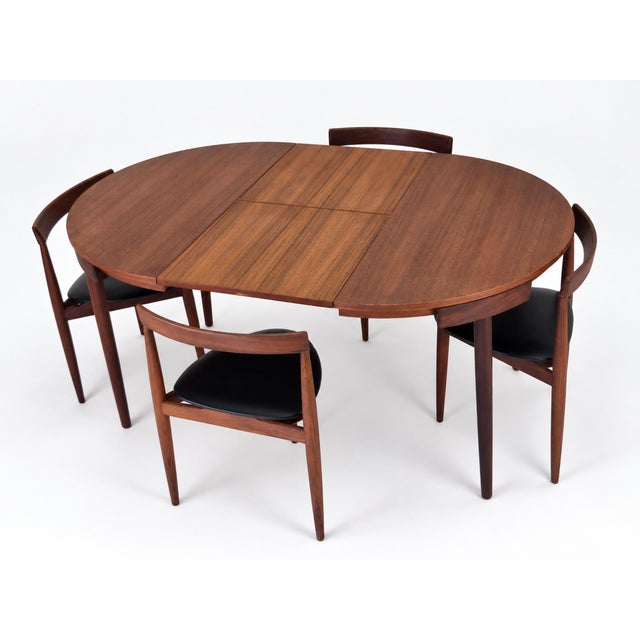 Wood Round Extendable Dining Table and Chairs in Teak by Hans Olsen for Frem Røjle, Denmark, 1960s, Set of 5 For Sale - Image 7 of 18
