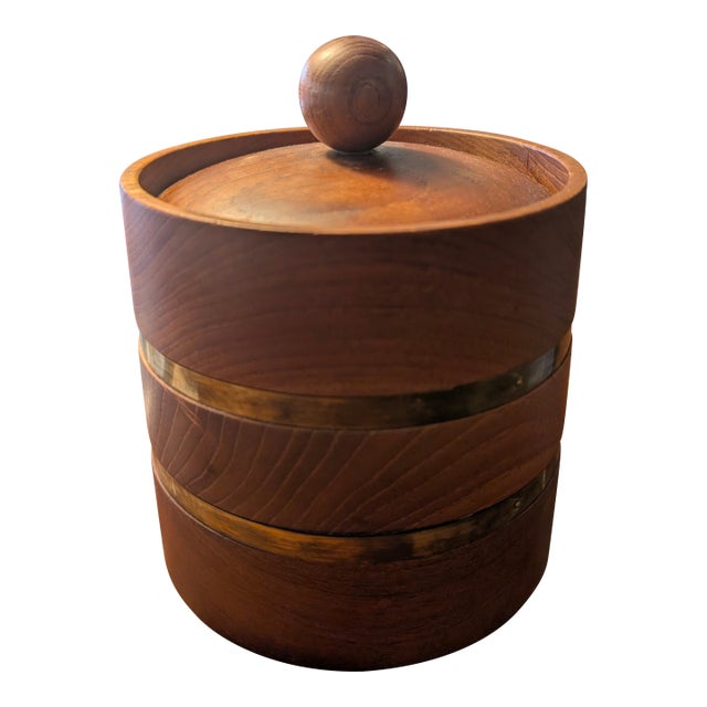 1960s Mid-Century Modern Wooden Ice Bucket For Sale