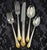 Oneida Cube Golden Damask Rose 59-Piece Set (Service for 10 + 8 Hostess PCS + Wooden Chest) Vintage Stainless Steel With Gold Accent For Sale - Image 17 of 18