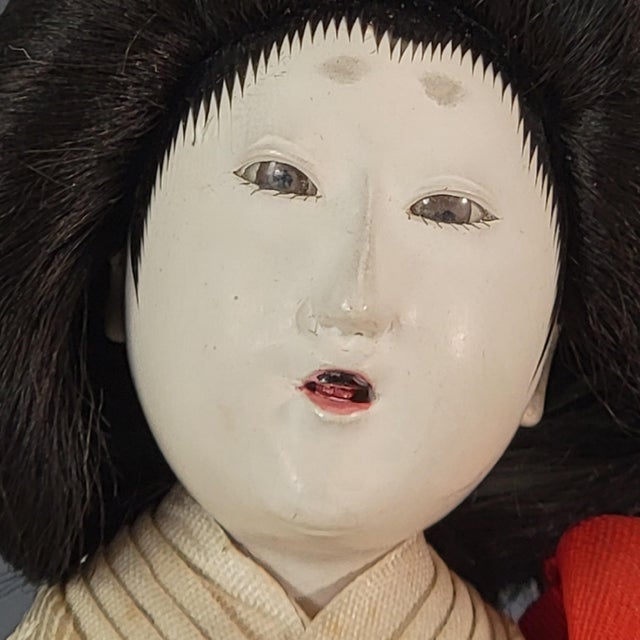 Antique Japanese Hina Matsuri Court Lady Doll Gofun Silk Kimono 5.5” For Sale - Image 9 of 18