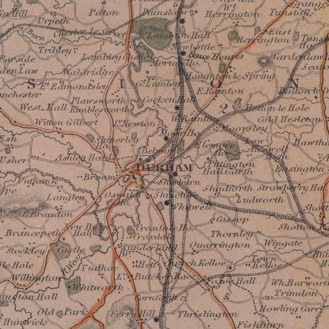 1850's Antique Lithography Map County Durham For Sale - Image 11 of 12