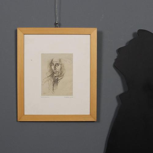 Pen on paper. Signed and dated lower right; title on the left. On the back is a dedication signed by his son Gian Maria...