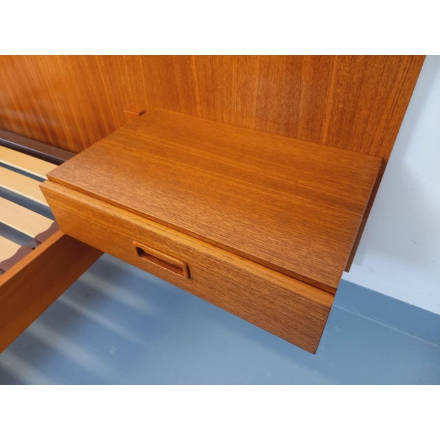 Vintage Scandinavian Teak Double Bed with Integrated Bedside Tables and Slatted Base, 1960s For Sale - Image 16 of 18