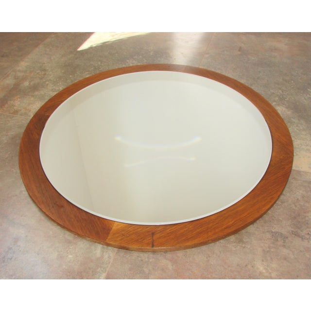 Vintage Round Teak Mirror, 1970s For Sale - Image 6 of 9