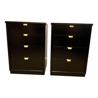 Drexel Precedent Night Chests in Satin Black Lacquer - a Pair For Sale